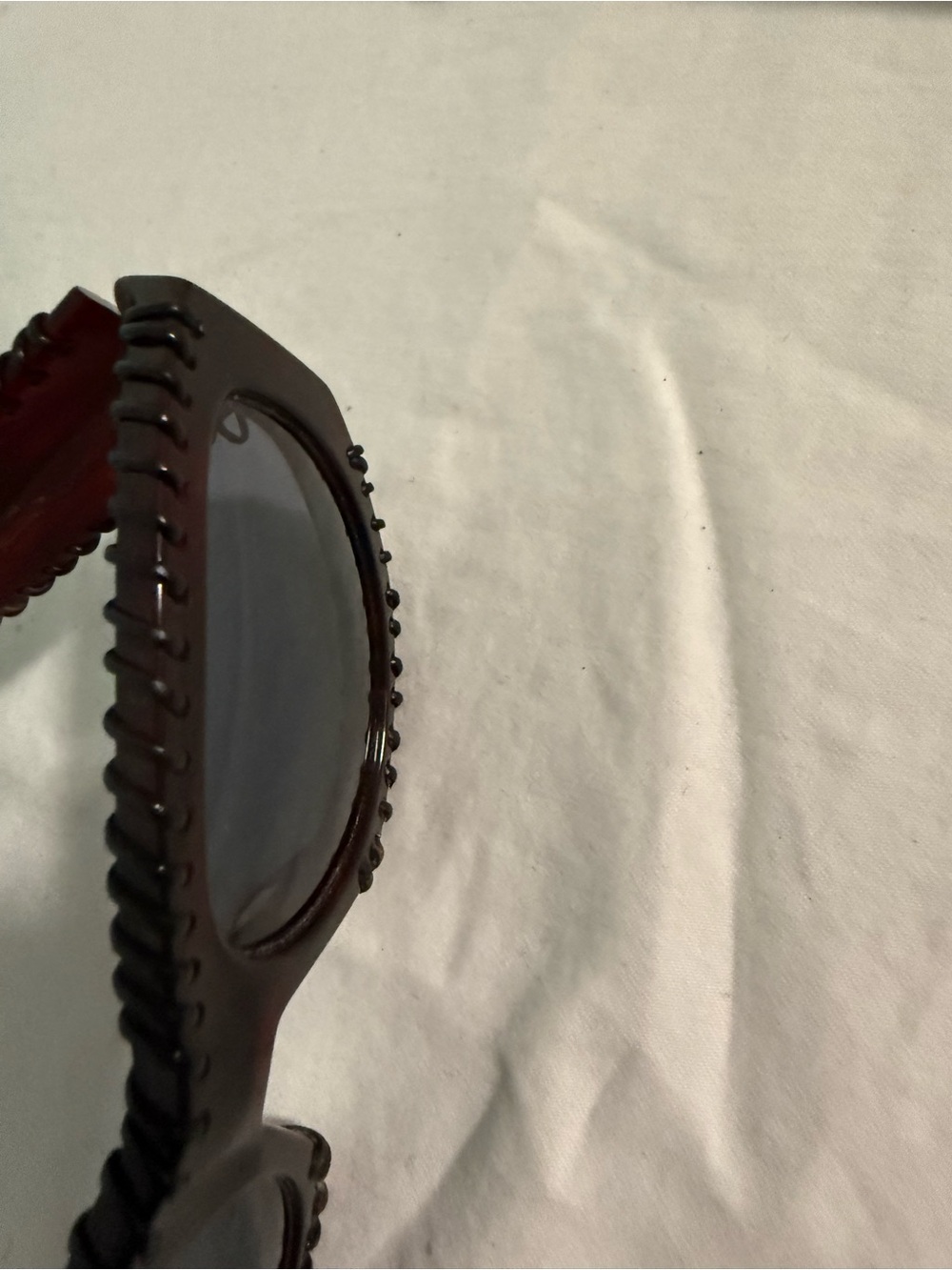 Burberry Dark Brown Oval Sunglasses with Black leather Trim! So unique! - Picture 9 of 12